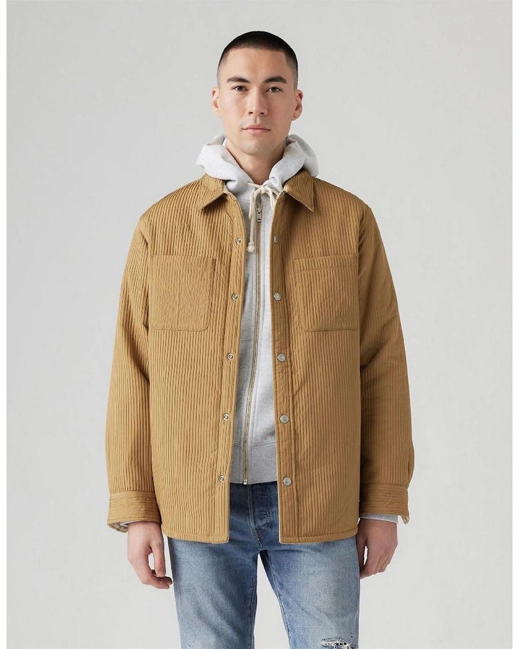 Levi's Natural Levi's Bryant Snap Button Solid Patterned Overshirt for men