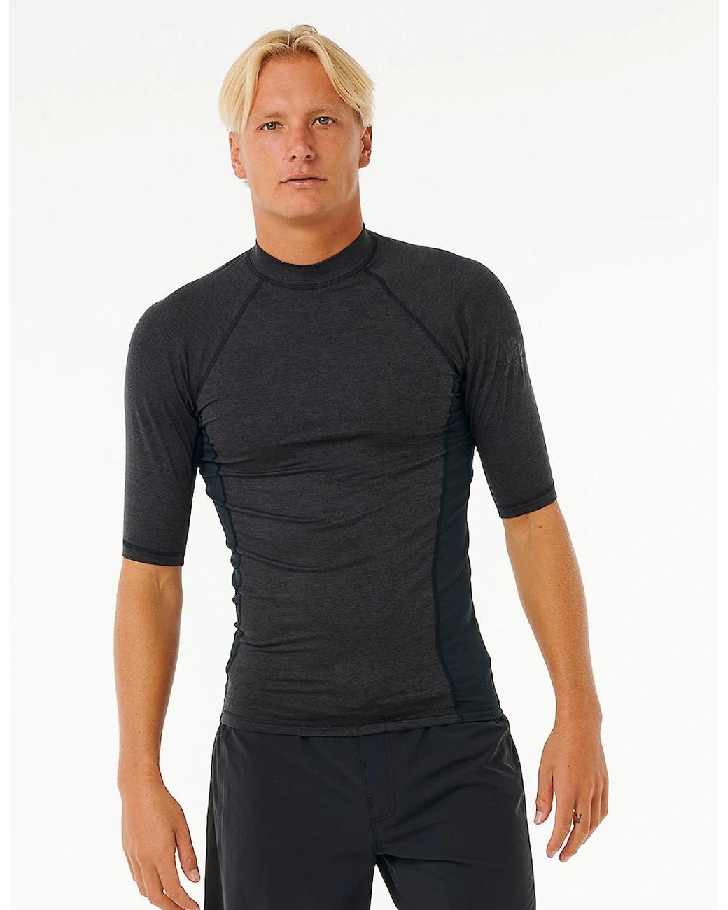 Rip Curl Black Rip Curl Dawn Patrol Upf 50 Perf Short Sleeve Rash Vest for men