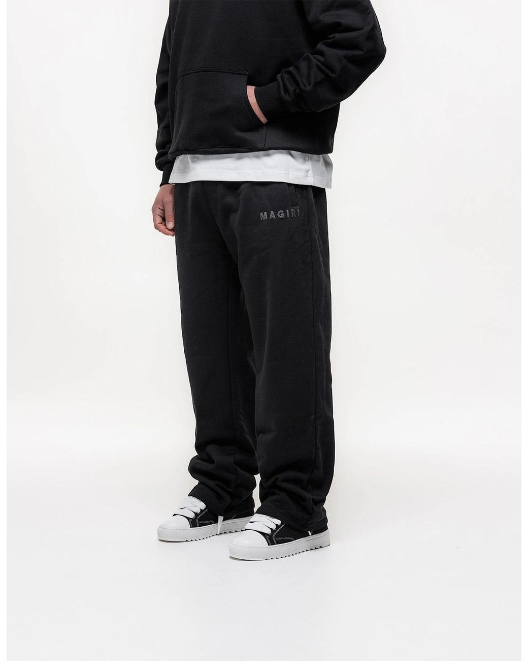 Magrit Black Core Puff Printed Joggers for men