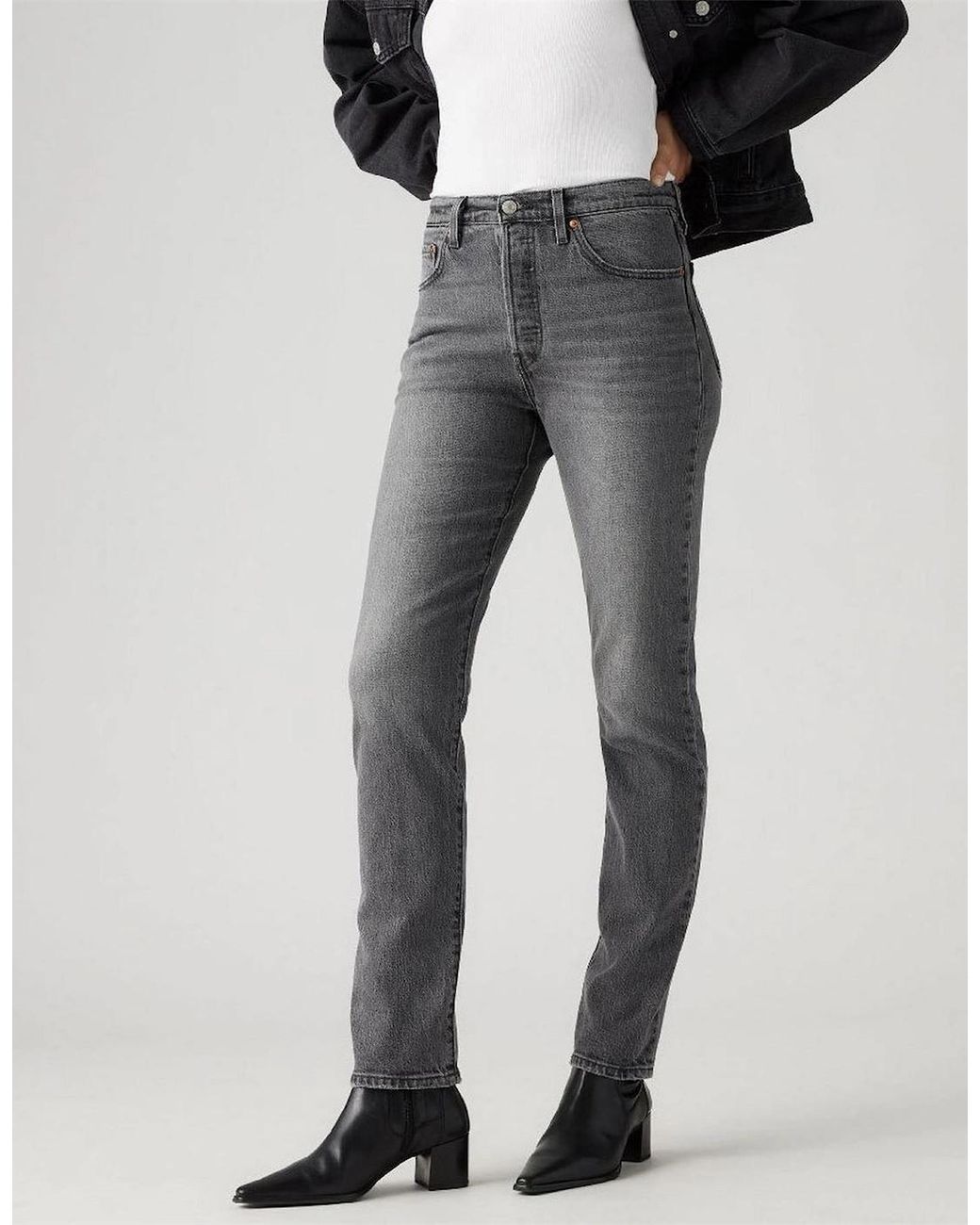 Levi's Gray 501 Straight Leg Five Pocket Jeans