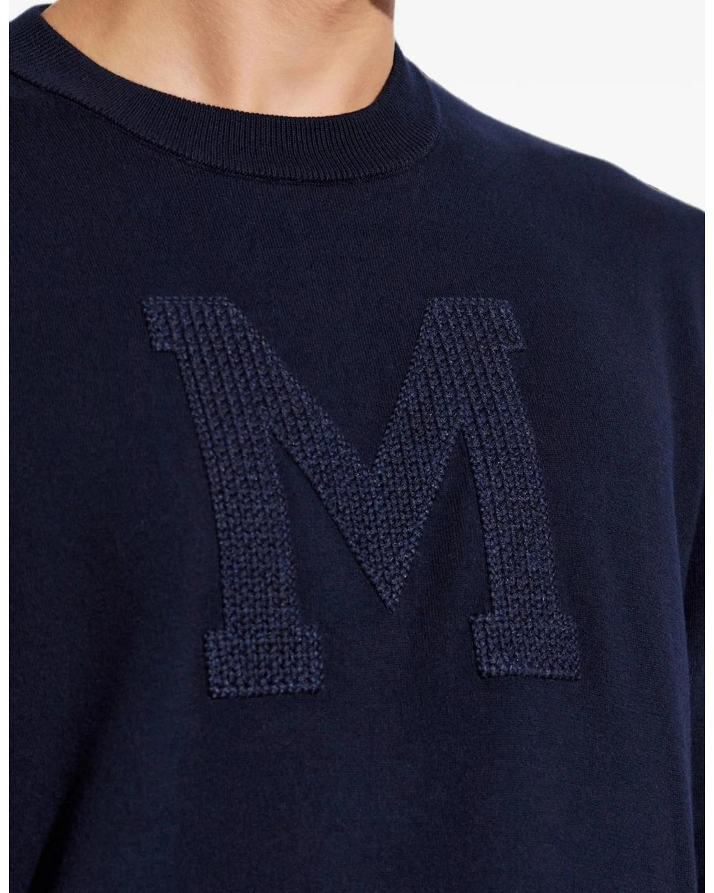 Moncler Blue M Logo Crewneck Sweater for men