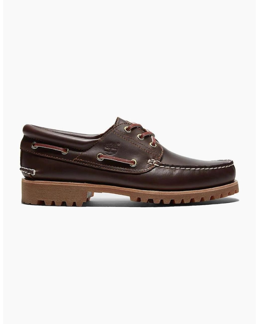 Timberland Brown Authentic 3-Eye Lug Handsewn Boat Shoe for men