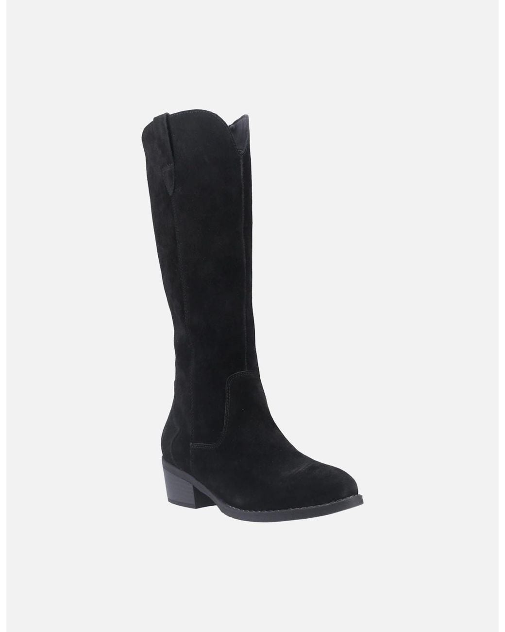 Hush Puppies Black Isabella Suede Heeled Knee High Boots