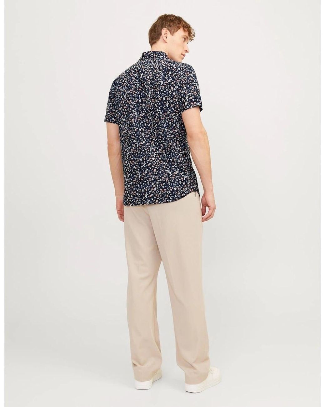 Jack & Jones Blue Regular Fit Short Sleeve Print Shirt for men