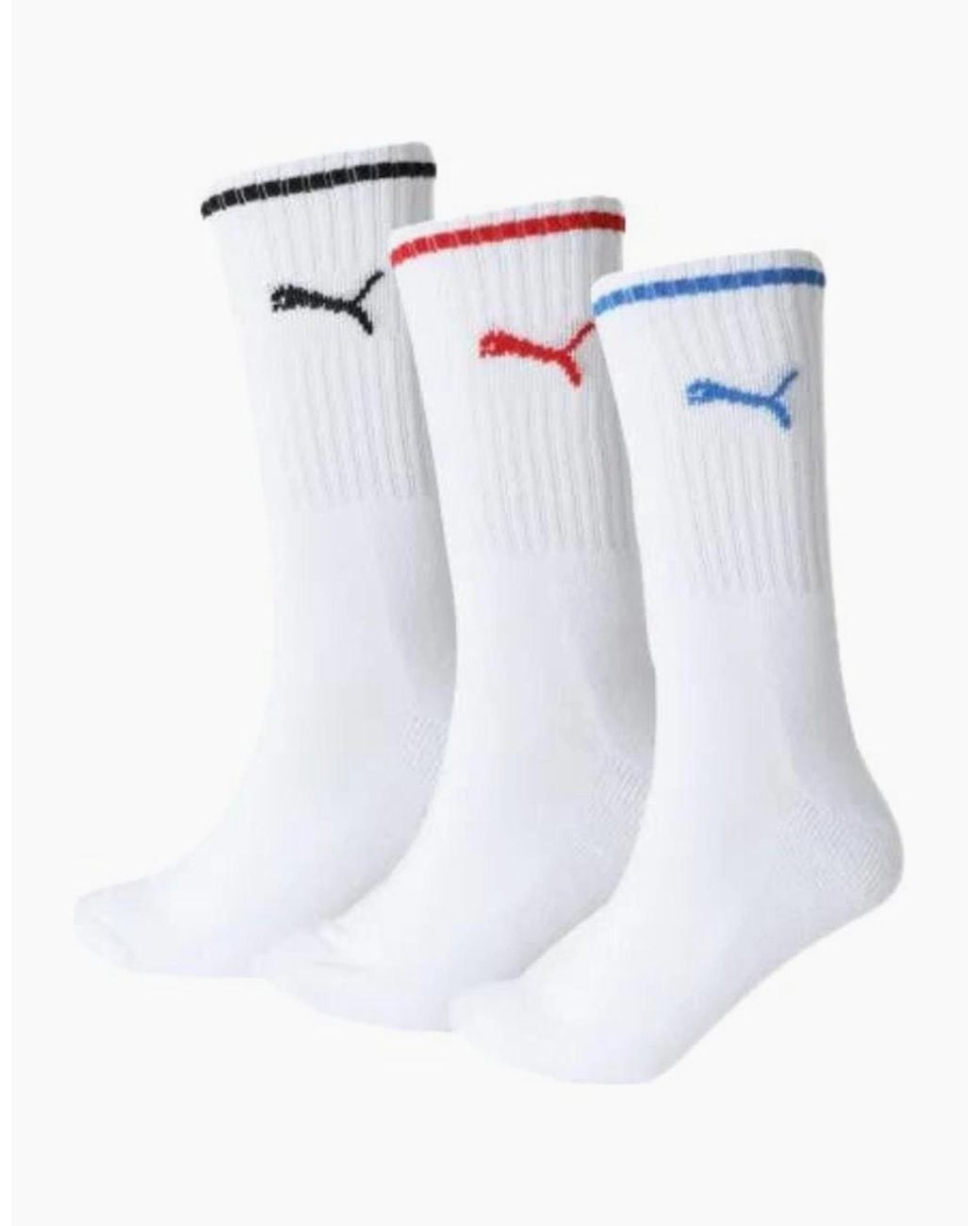 PUMA White 3-Pack Stripe Sports Socks, W for men
