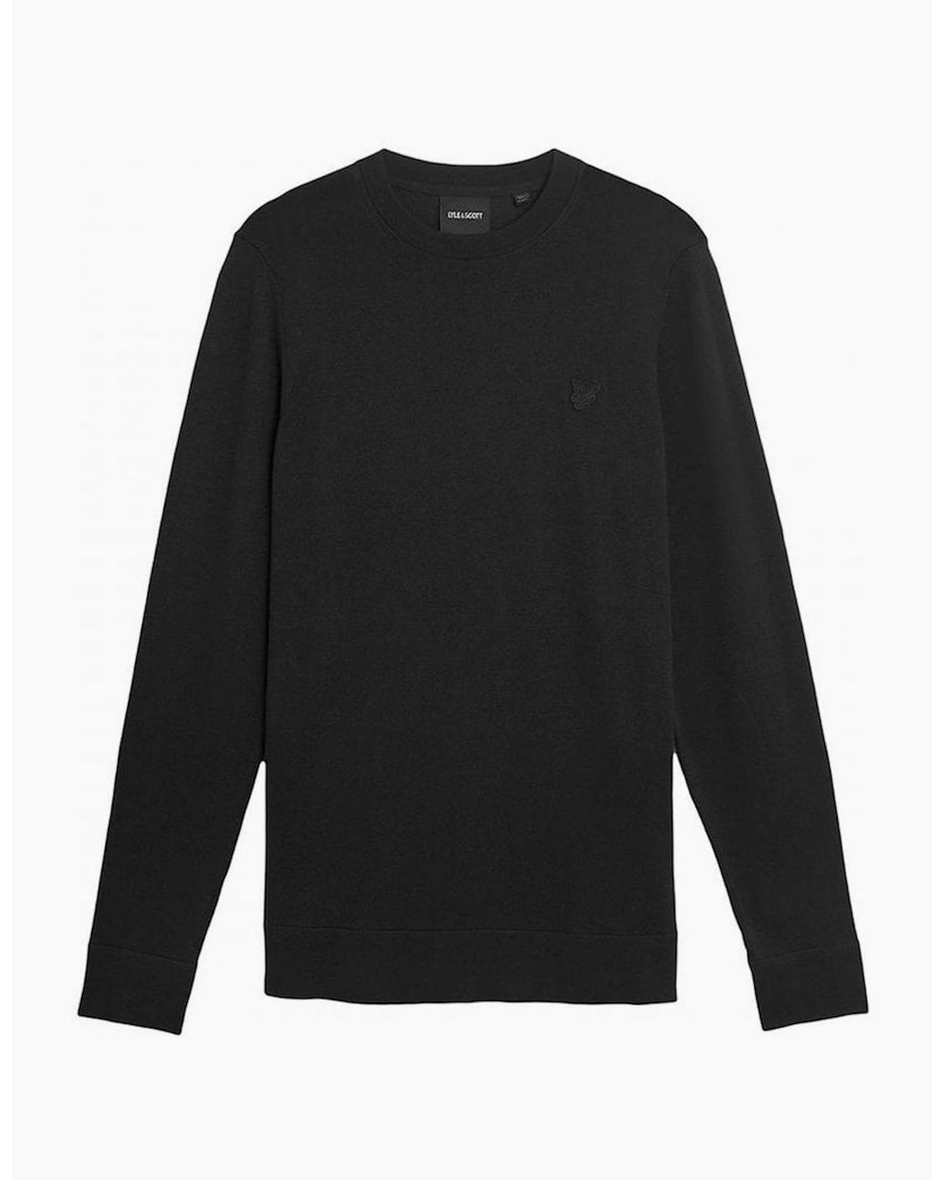 Lyle & Scott Black Lyle & Scott Tonal Superfine Crew Neck Jumper Jet for men
