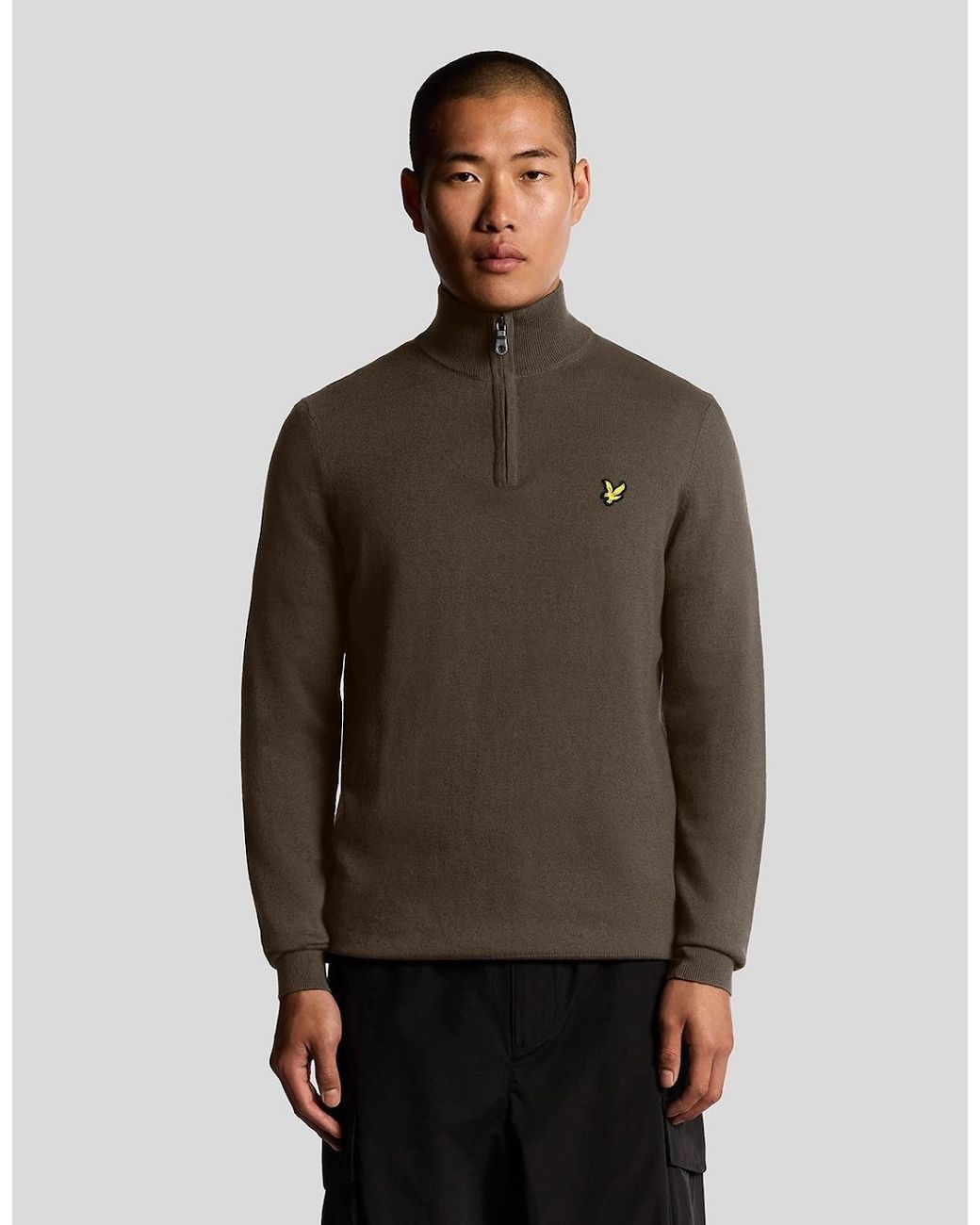 Lyle & Scott Brown Cotton Merino 1/4 Zip Jumper for men