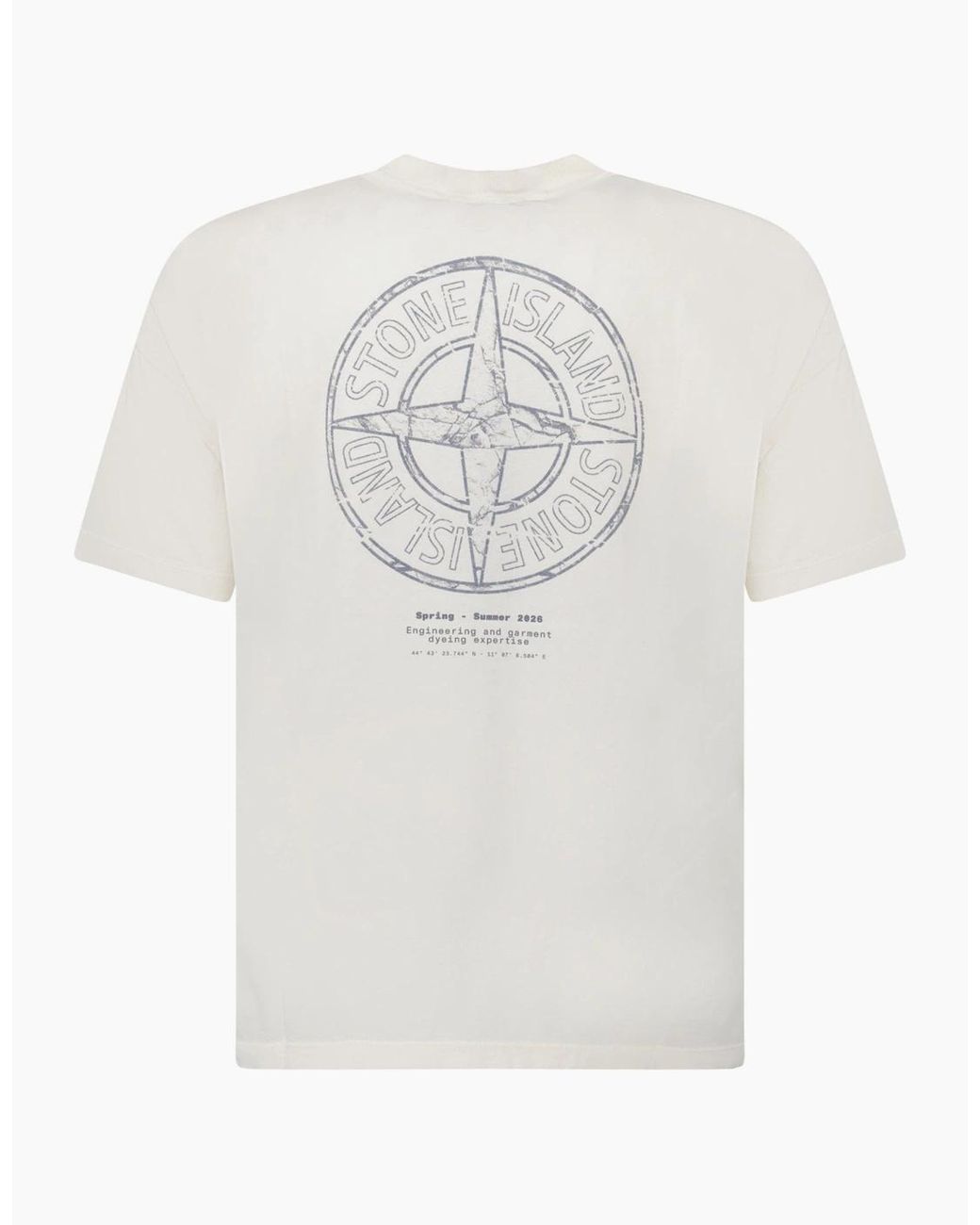 Stone Island White Organic Cotton Stone Print T-Shirt Ivory for men