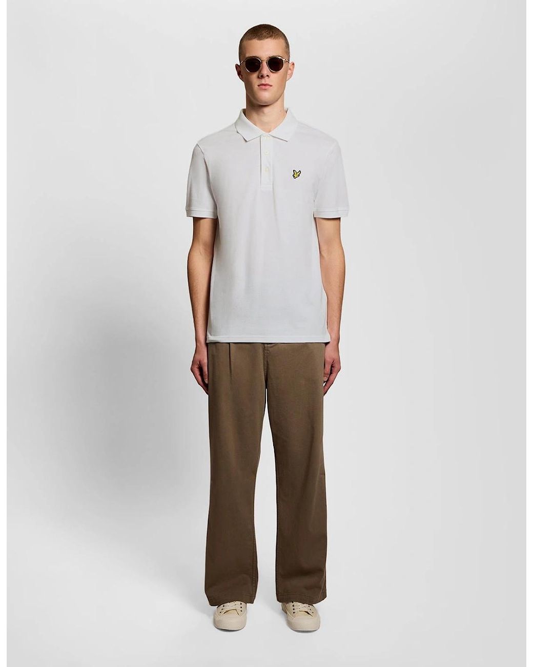 Lyle & Scott White Textured Jacquard Polo Shirt for men