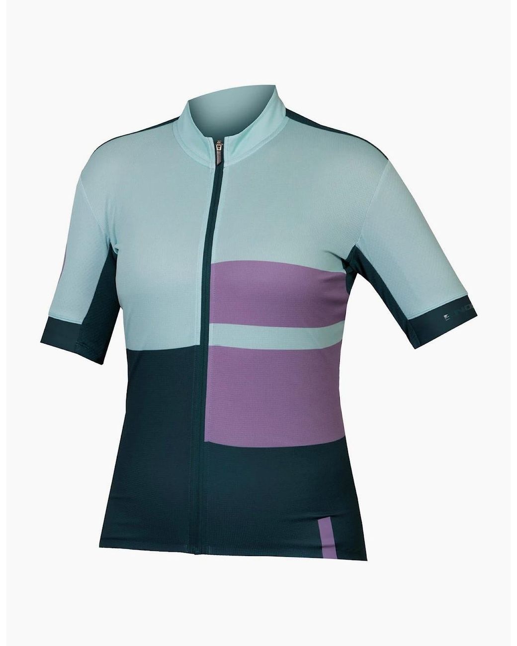 Endura Blue Mock Neck Short Sleeve Slim Fit Athletic Jersey
