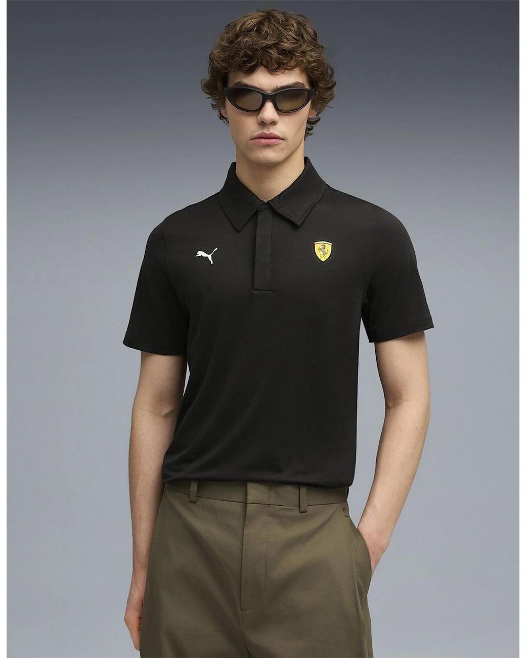 PUMA Black Ferrari Sportswear Cloudspun Short Sleeve Polo for men