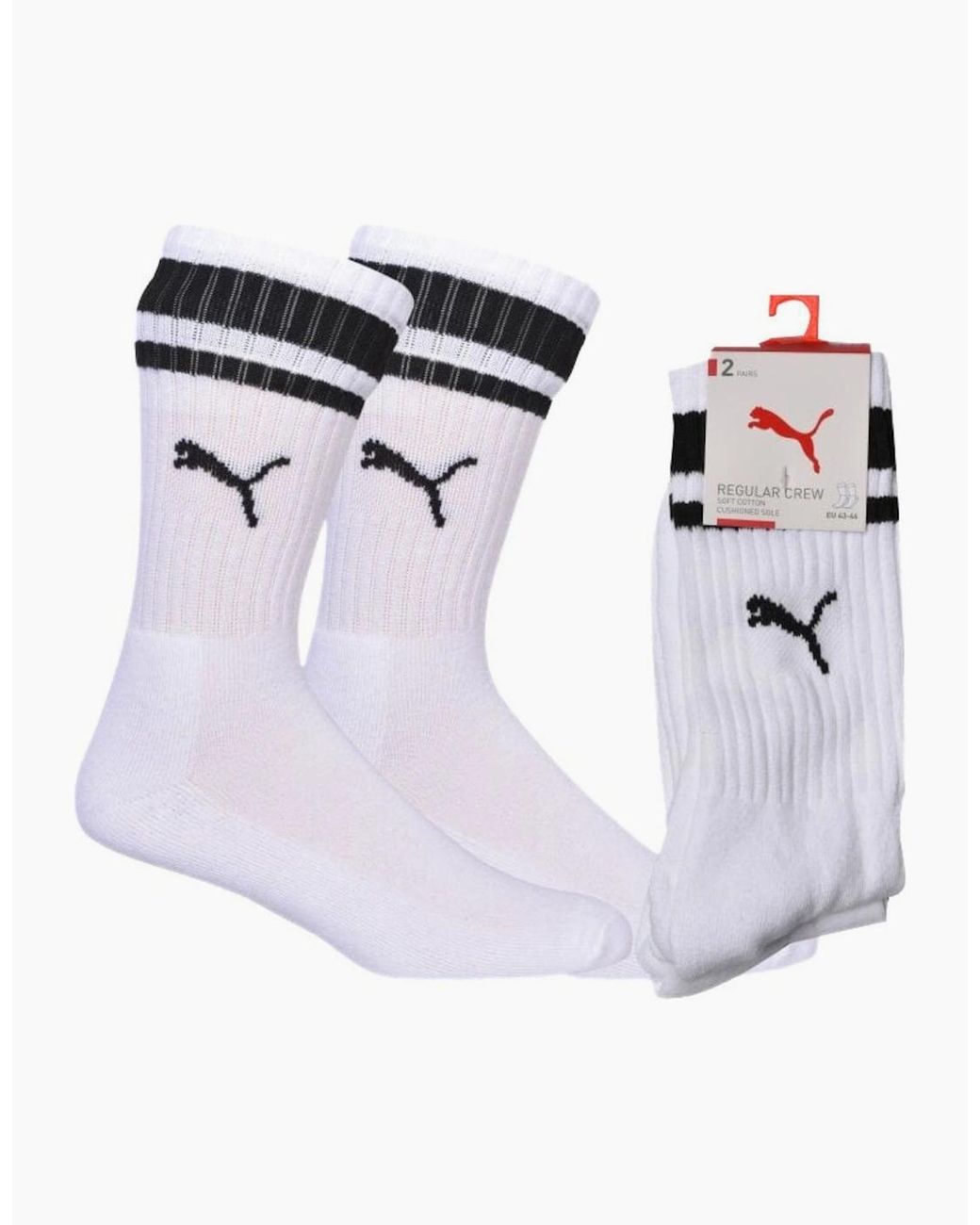 PUMA White 2-Pack Heritage Stripe Sports Socks for men