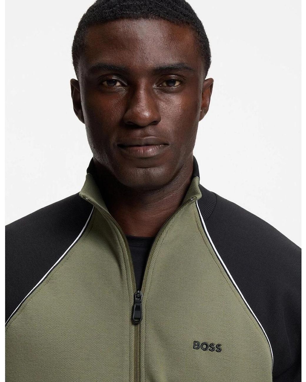 Boss Green Mock Neck Raglan Sleeve Athletic Sweatshirt for men