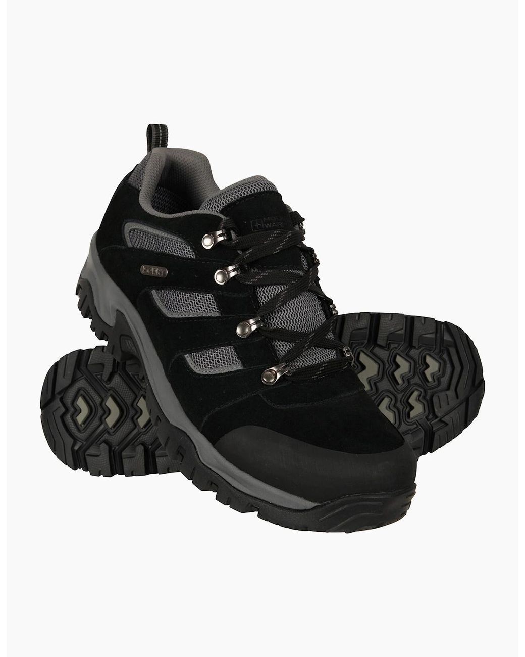 Mountain Warehouse Black Voyage Suede Waterproof Walking Shoes for men