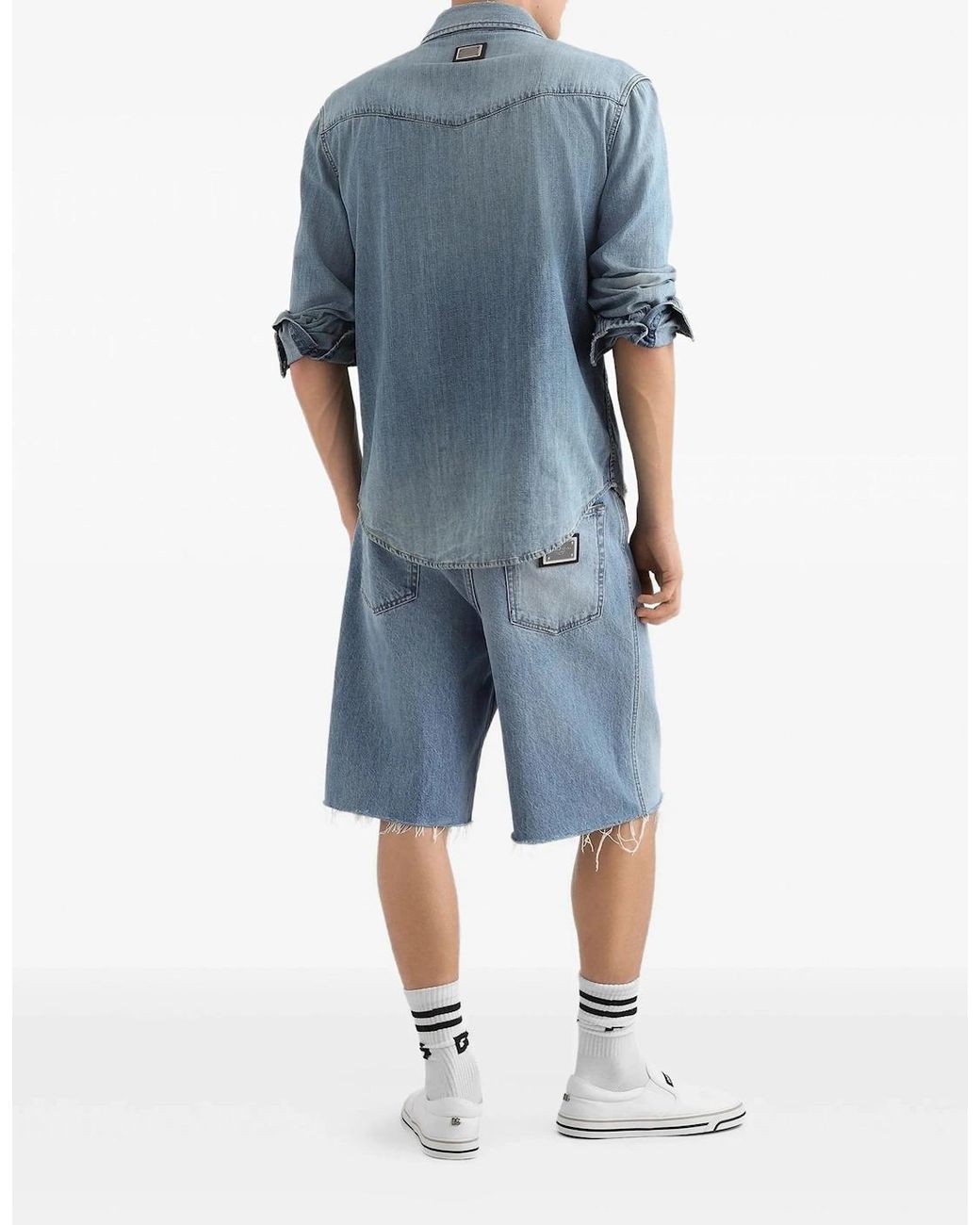 Dolce & Gabbana Blue Denim Western Shirt for men