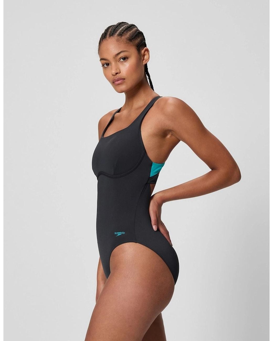Speedo Black Ladies Flex Waistband One Piece Swimsuit