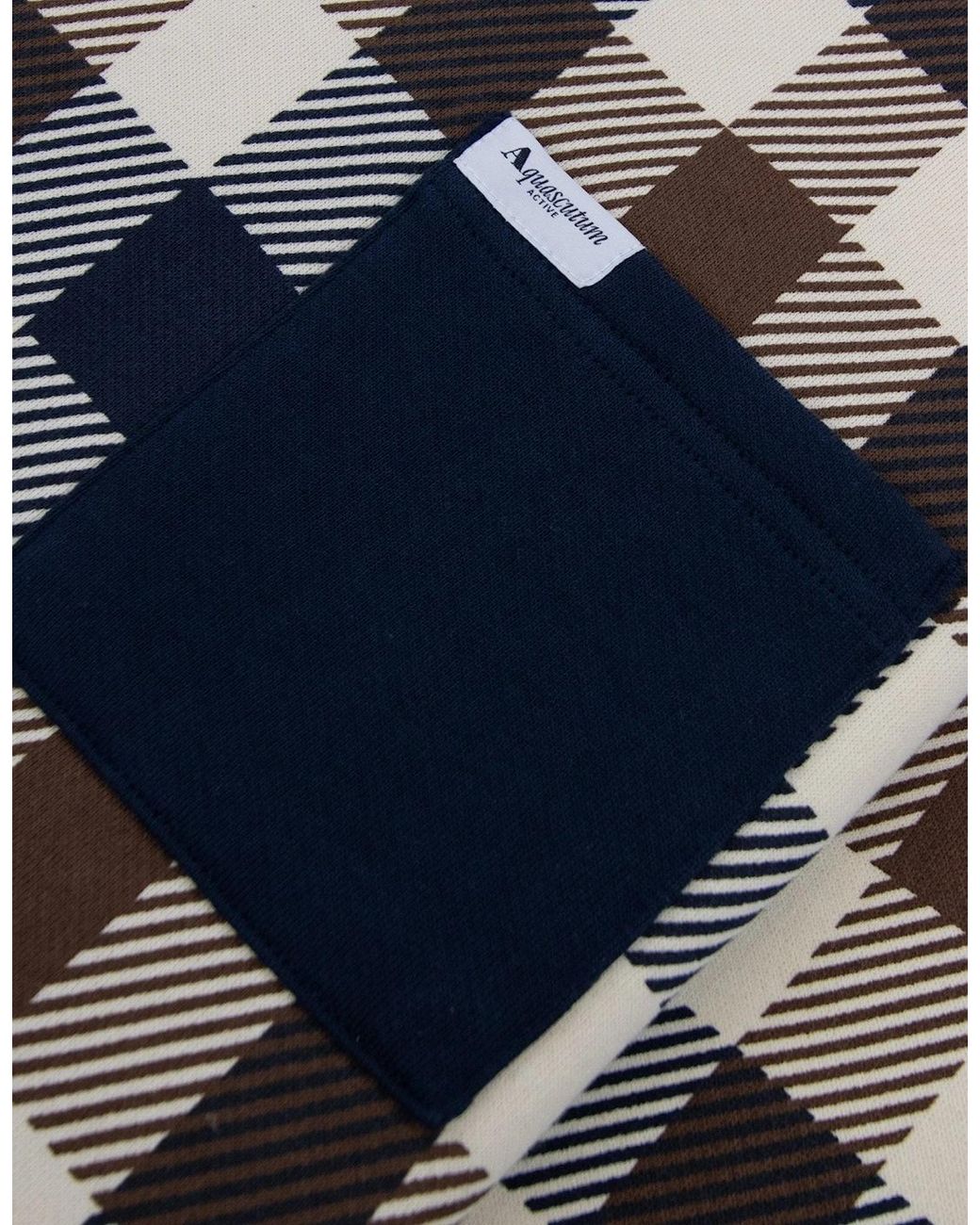 Aquascutum Blue Iconic Pocket Fleece Sweatshirt Macro Club Check 30 for men