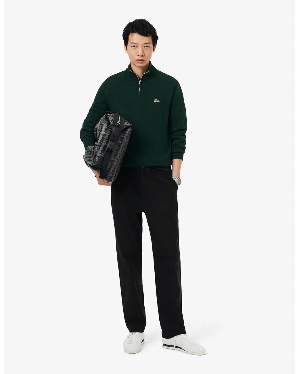 Lacoste Green Half Zip Logo Sweatshirt for men