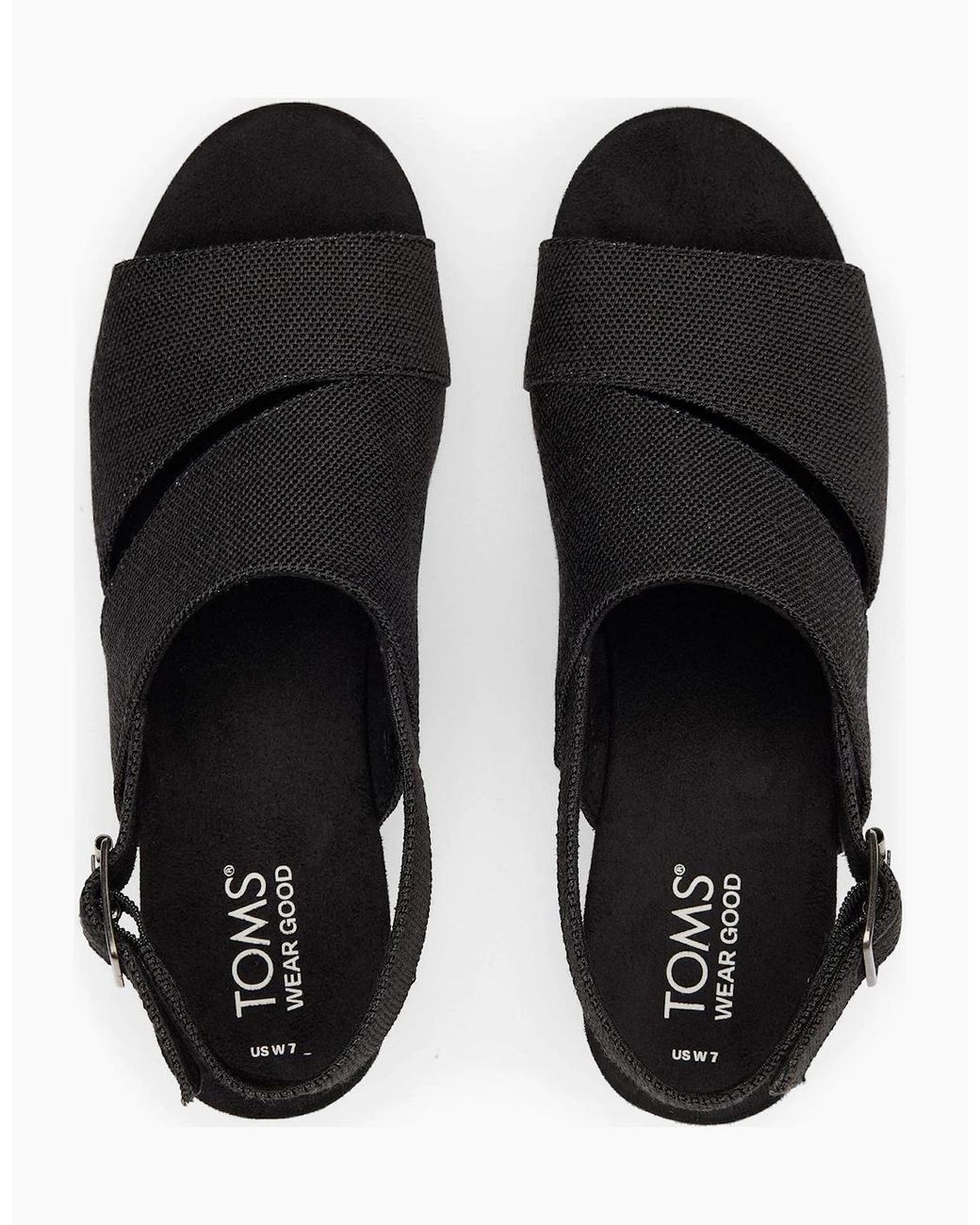 TOMS Black Claudine Wedge Sandals