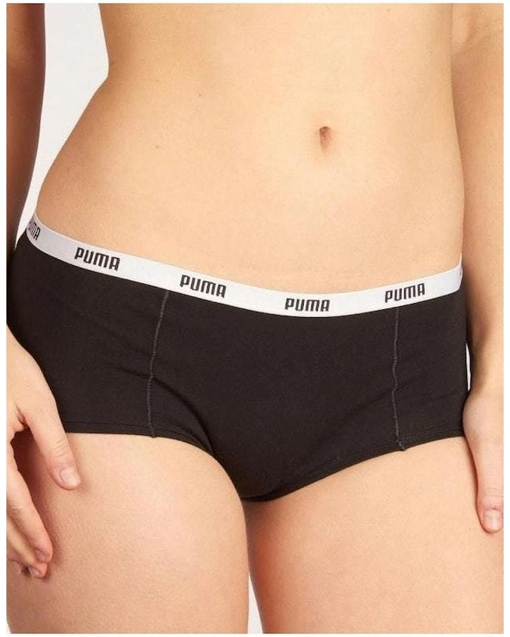 PUMA Black 2-Pack Striped Logo Mid-Rise Mini Shorts