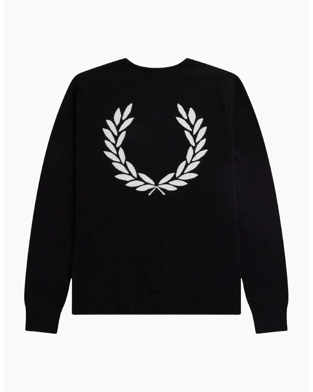 Fred Perry Black Graphic Laurel Wreath Jumper for men