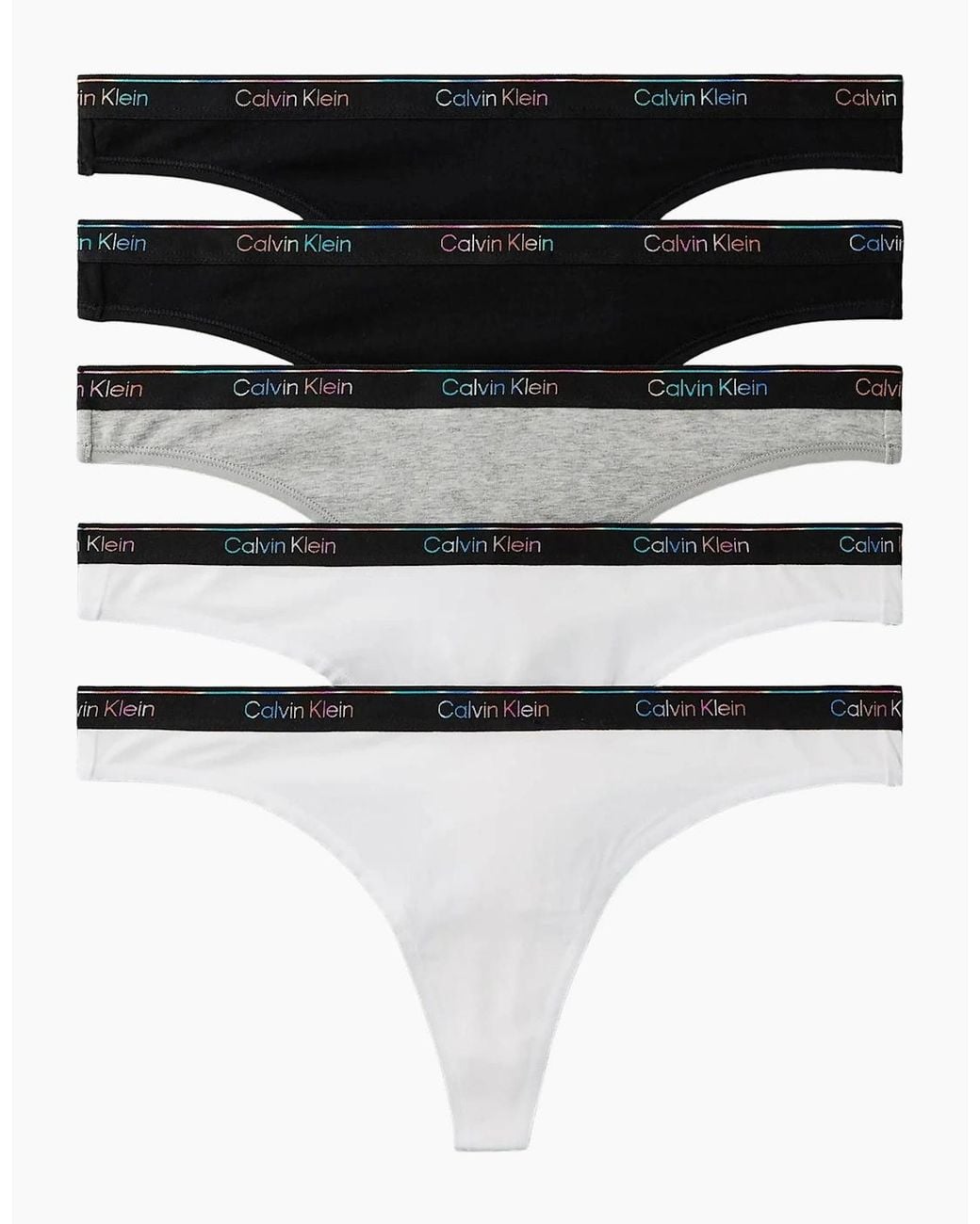 Calvin Klein Black 5-Pack Icon Logo Thongs, With Pride Waistband