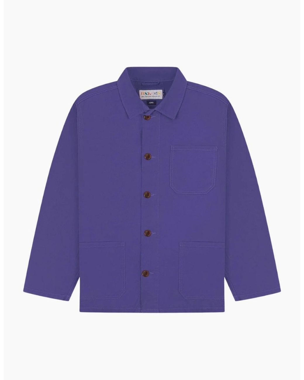 Uskees Purple #3001 Burst Grape Buttoned Overshirt for men