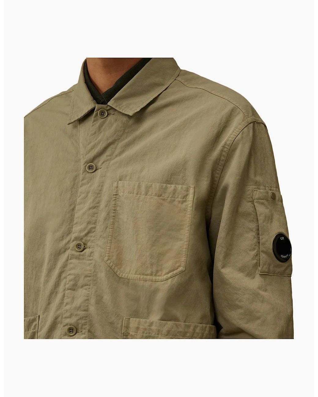 C P Company Green Diagonal Flatt Nylon Lens Overshirt for men