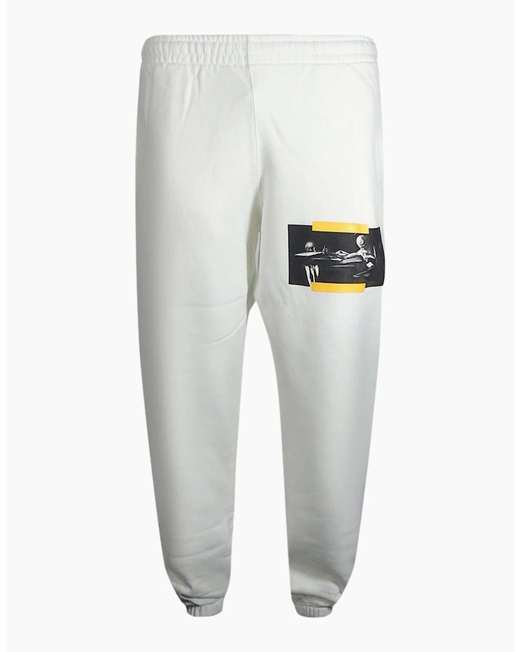 Off-White c/o Virgil Abloh White Caravaggio Painting Shorten Logo Sweatpants for men