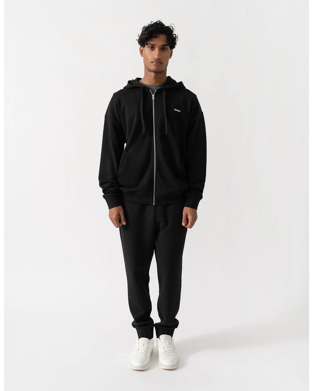 Boss Black Hugo Dapozip Cotton-Terry Zip-Up Hoodie With Logo Print for men