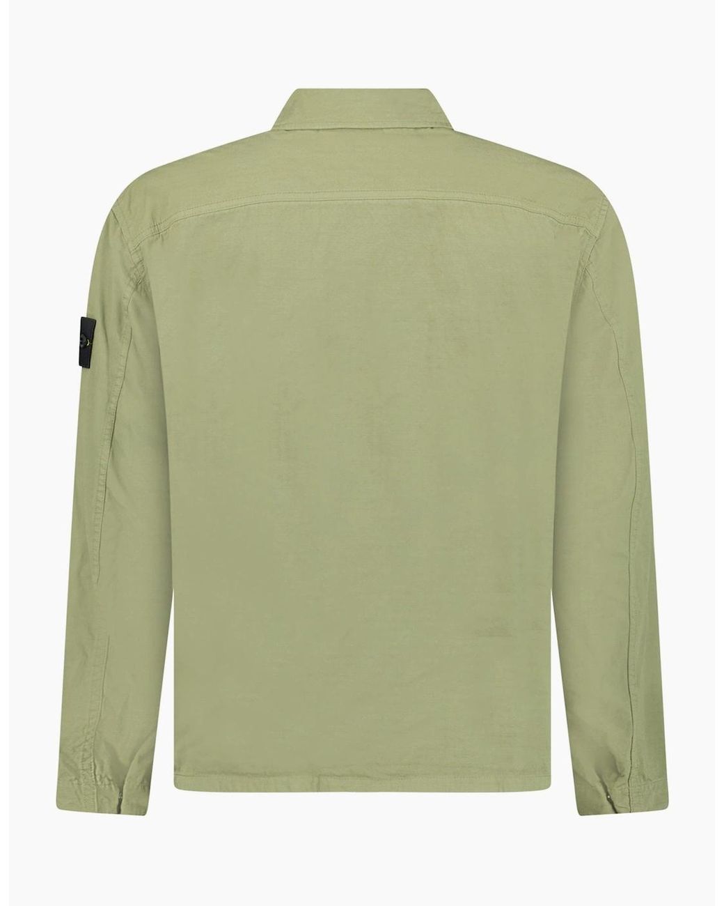 Stone Island Green Mercerised Organic Cotton Ripstop Overshirt Khaki for men