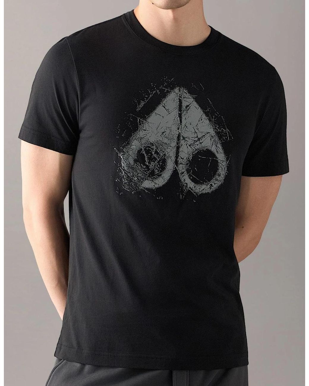 Moose Knuckles Black Icebreak Graphic Logo T-Shirt for men