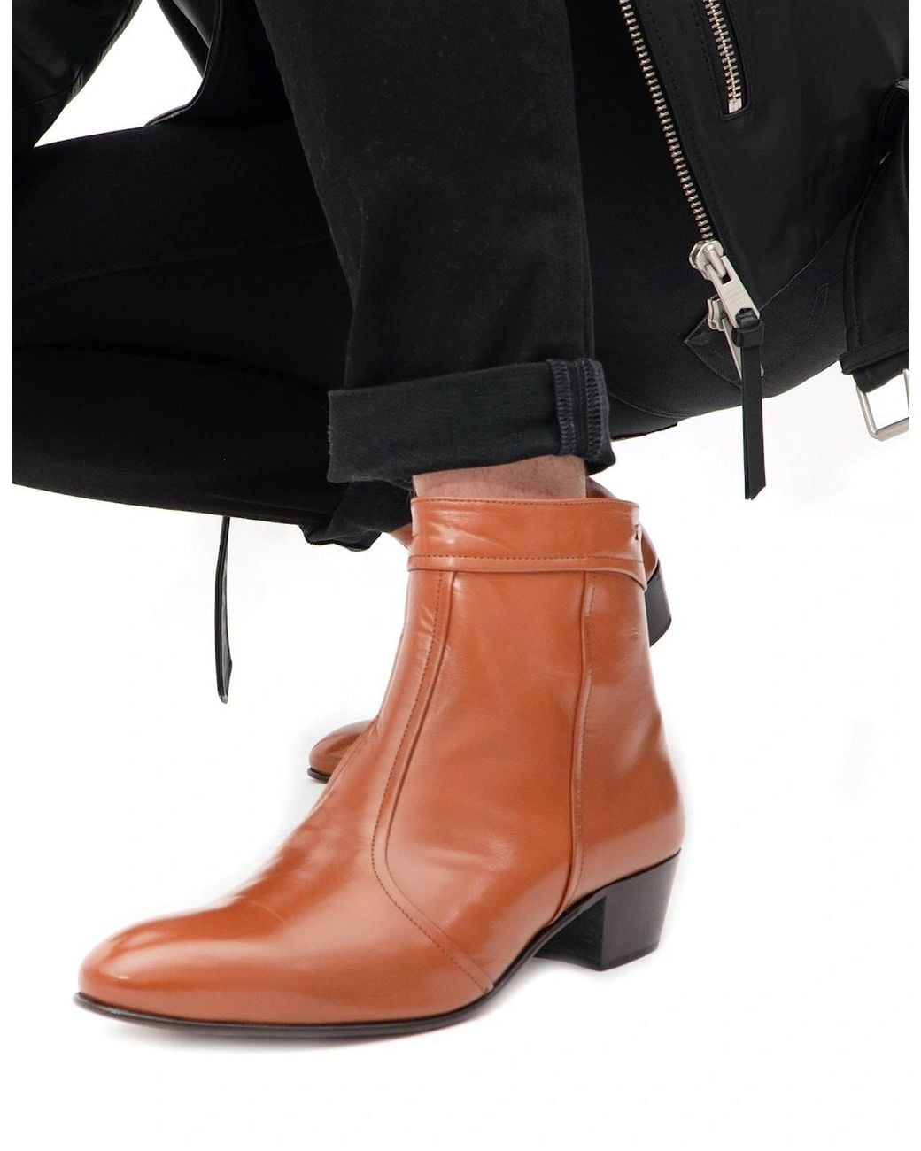 Club Cubano Brown Emmanuel Smooth Leather Cuban Heel Boots Cognac for men
