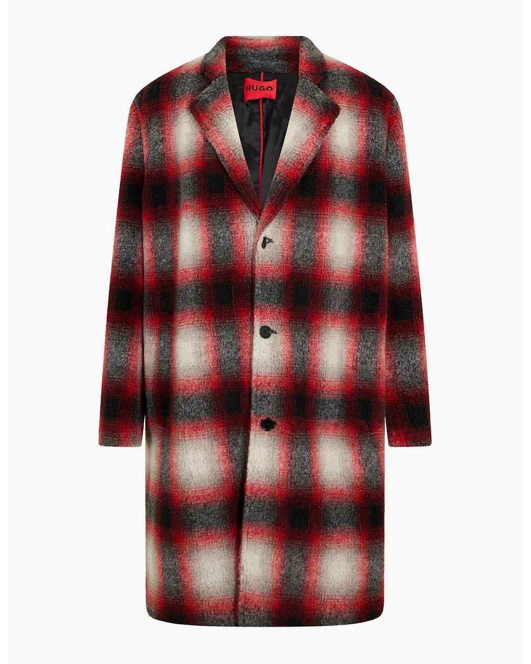 Boss Red Merlon2242 Plaid Patterned Over Coat for men