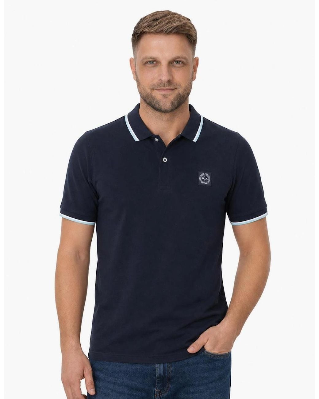 Marshall Artist Blue Tipped Polo Shirt for men