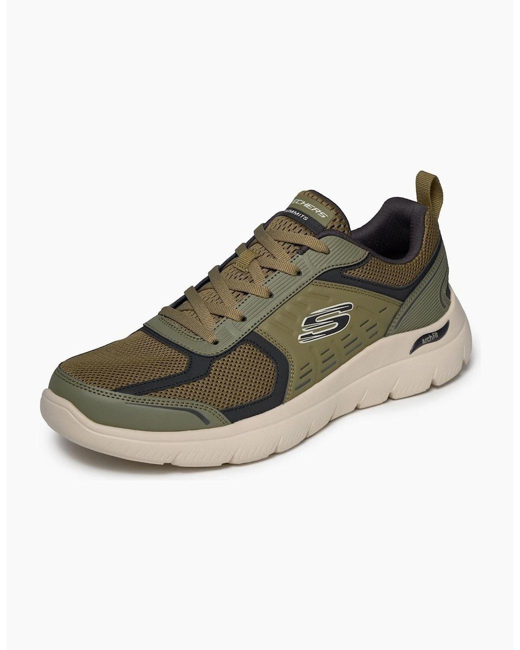 Skechers Green Arch Fit Summits Leege Leather Leather/Pu/Mesh Trainers for men