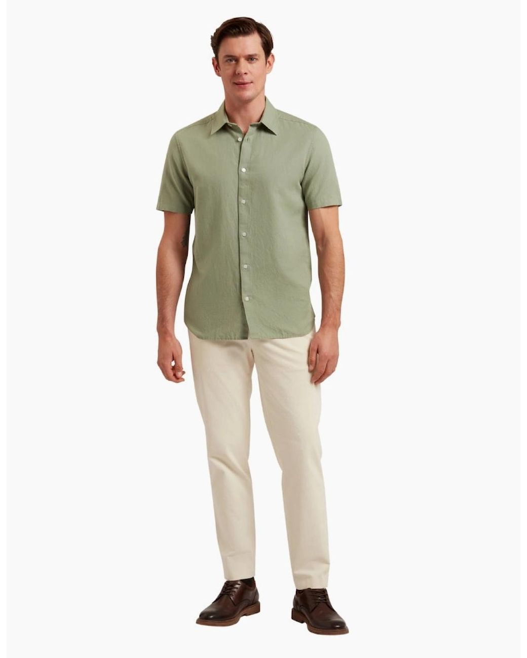 Ted Baker Green Zefre Regular Linen Shirt for men