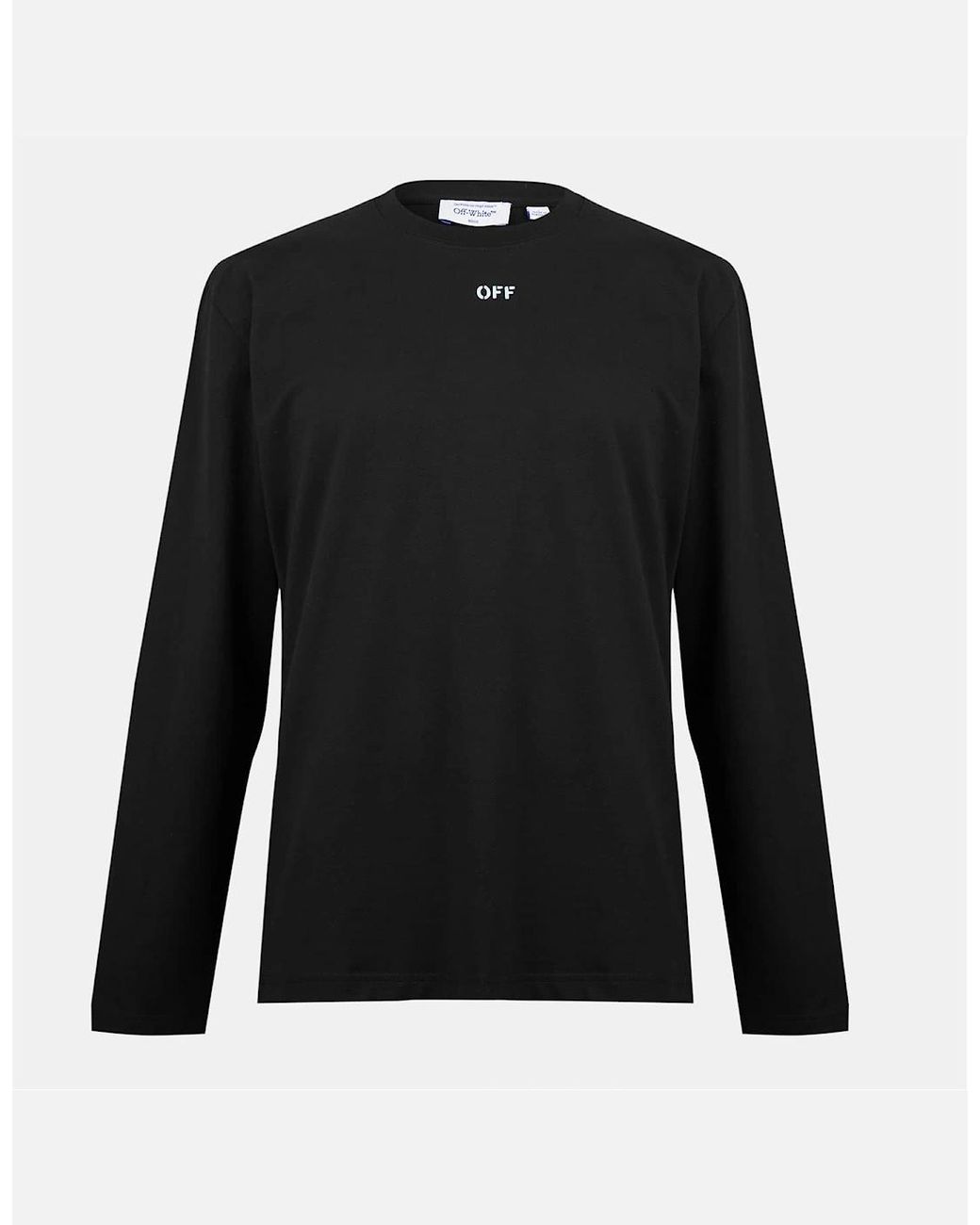 Off-White c/o Virgil Abloh Black Crew Neck Long Sleeve Regular Fit T-Shirt for men