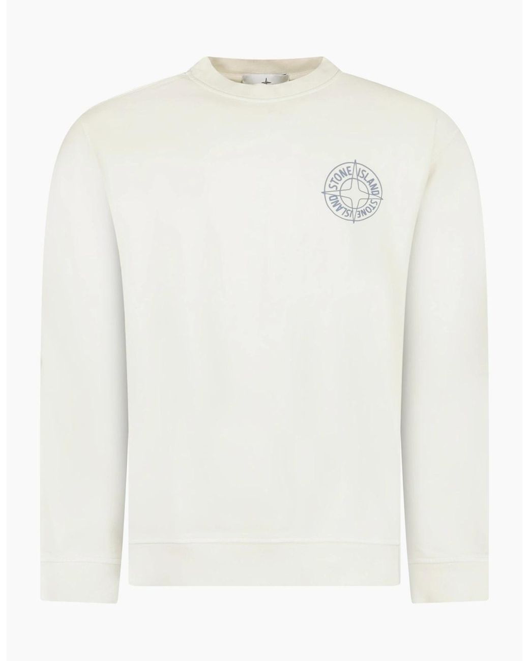 Stone Island White Compass Print Logo Sweatshirt Ivory for men