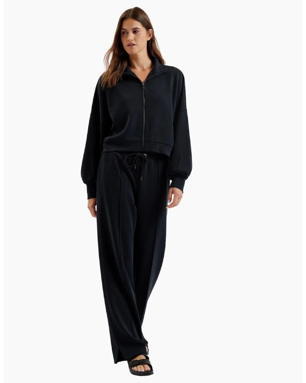 Ted Baker Black Arorha Cupro Zip Through Funnel Neck