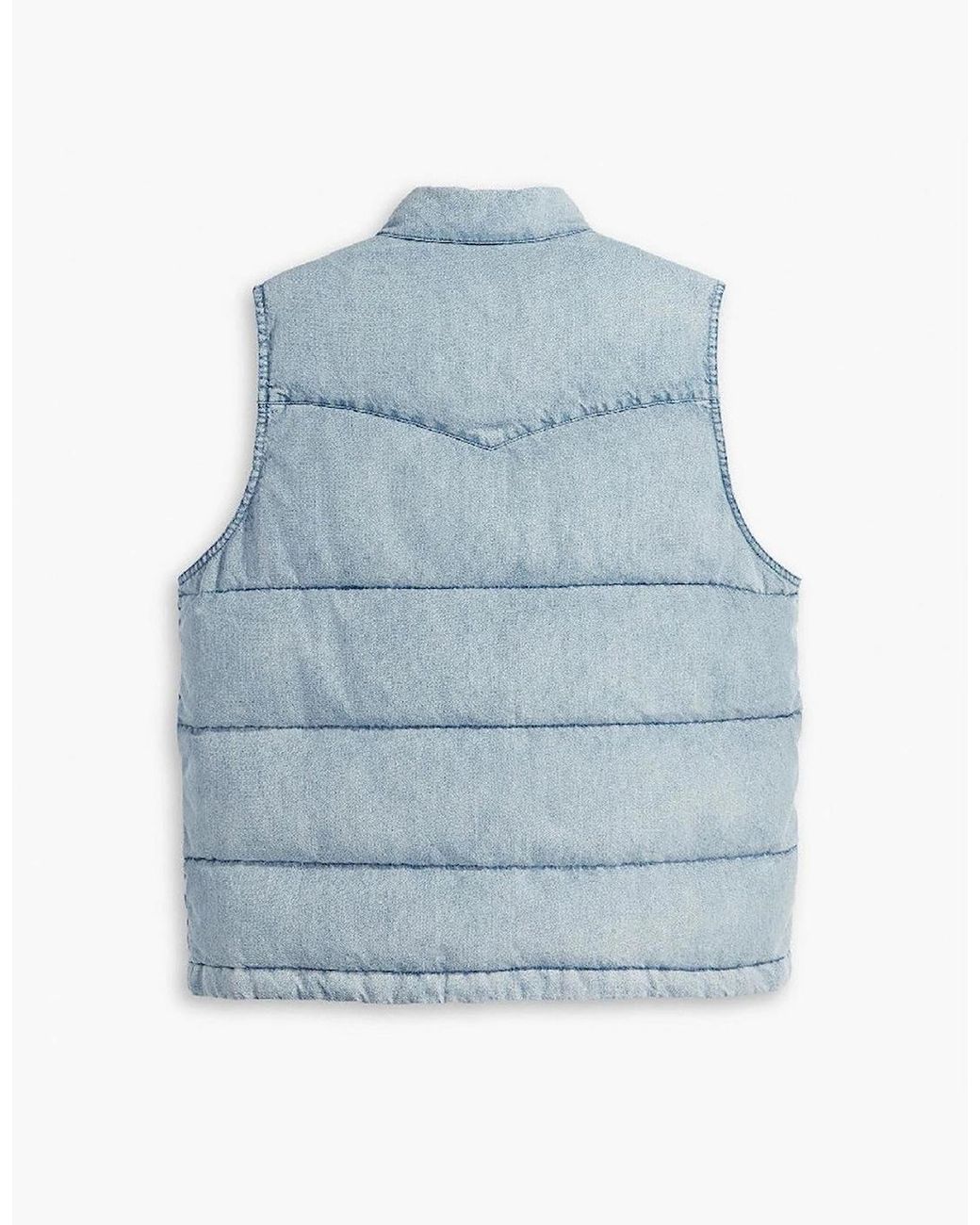 Levi's Blue Levi's Western Snap Button Puffer Gilet With Pockets for men