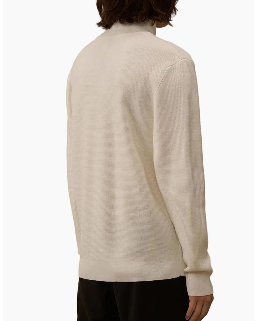C P Company Natural Re-Wool Quarter Zip Lens Knit for men