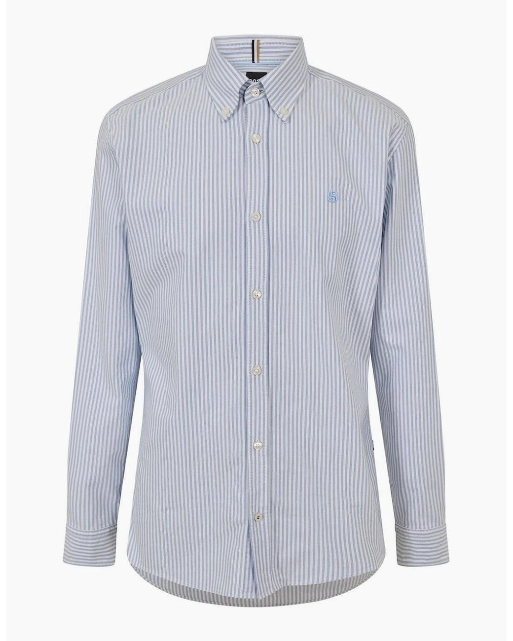 Boss Blue Collared Neck Button Down Long Sleeve Shirt for men