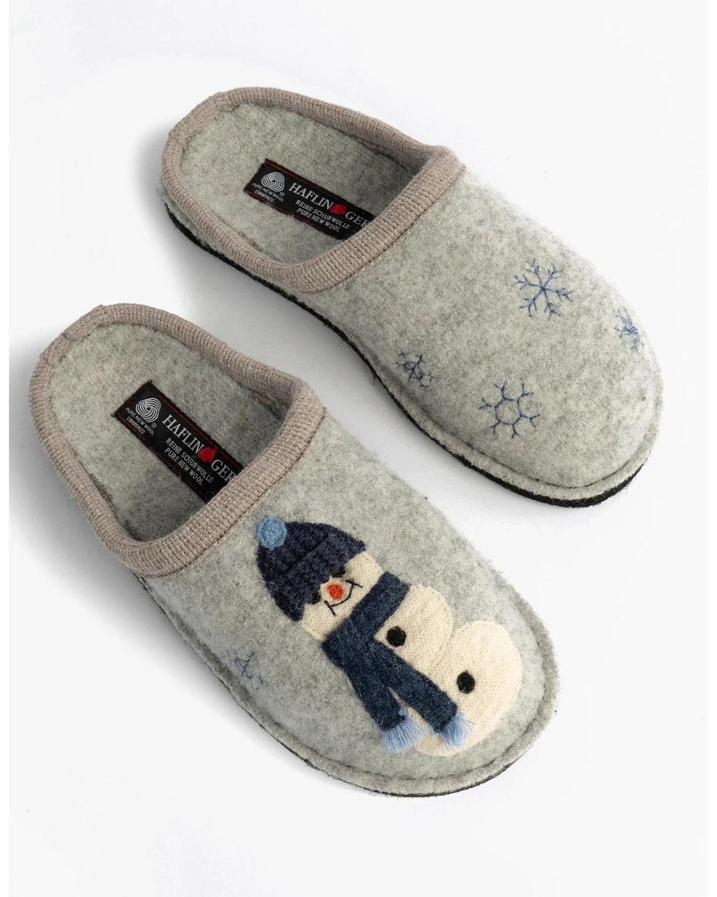 Haflinger Gray Olaf Snowman Mule Slippers Light