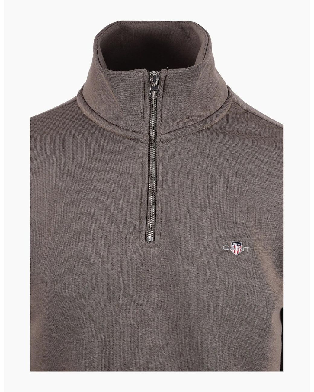 Gant Brown Reg Shield Half Zip Sweatshirt Faded Taupe for men