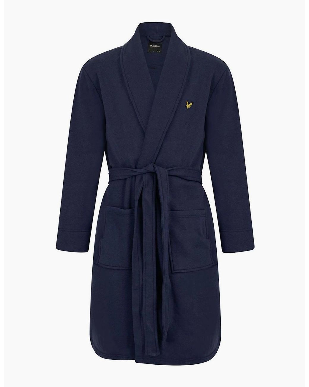 Lyle & Scott Blue Matthew Shawl Neck Long Sleeve Dressing Gown for men