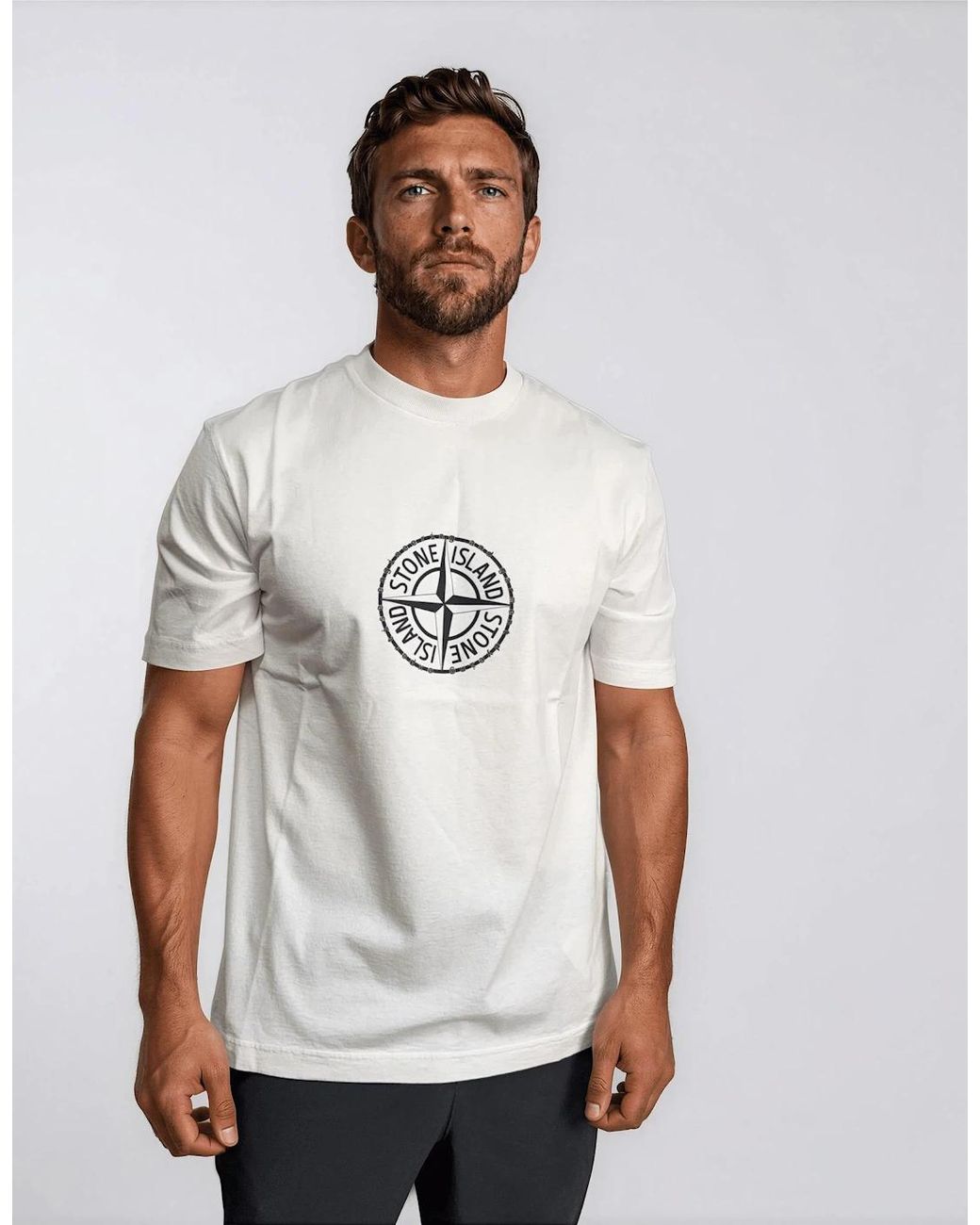 Stone Island White Organic Cotton Jersey T-Shirt for men