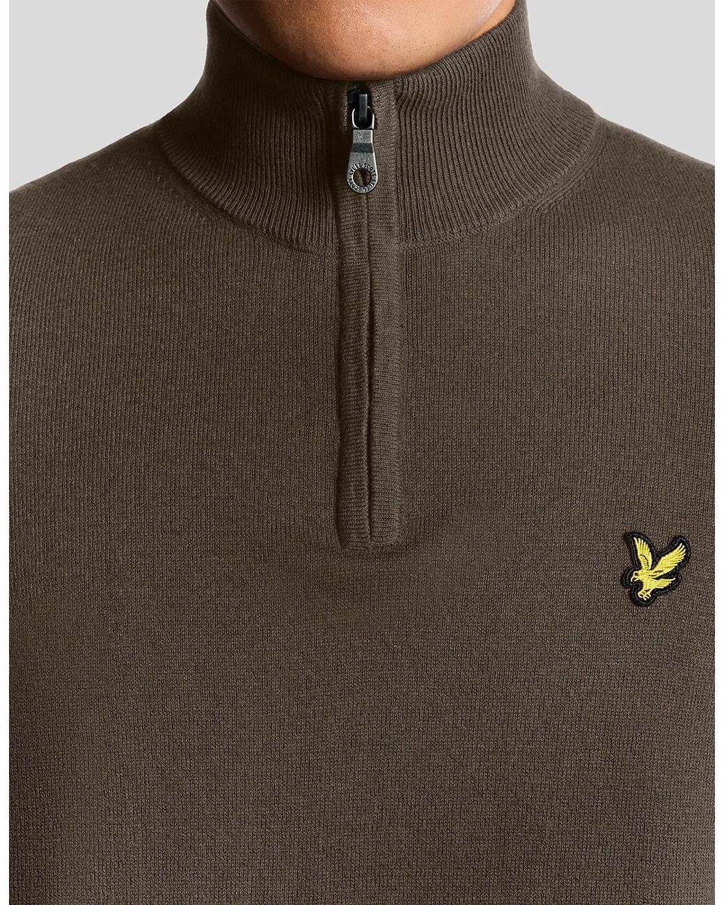 Lyle & Scott Brown Cotton Merino 1/4 Zip Jumper for men