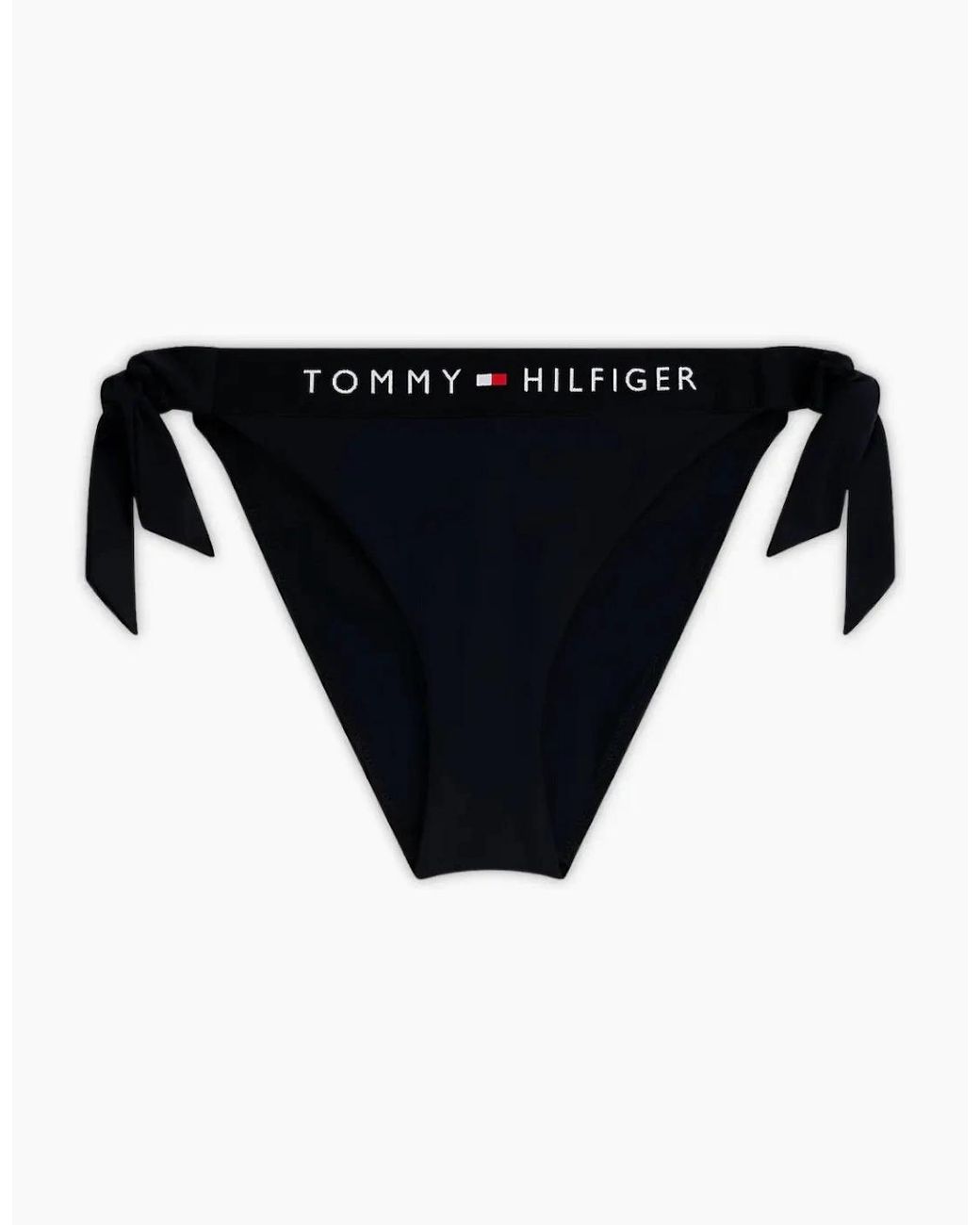 Tommy Hilfiger Black Th Original Cheeky Side-Tie Swim Bikini Bottoms