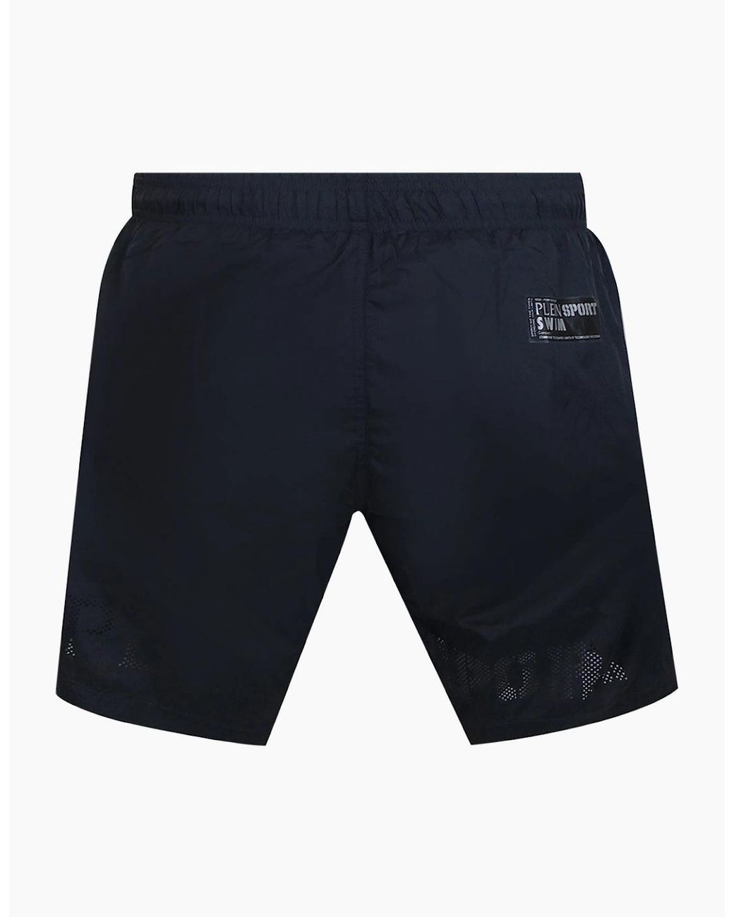 Philipp Plein Blue Plein Sport Monotone Logo Dark Swim Shorts for men